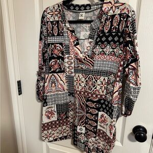 Sew In Love Black & White Patterned Top – Modern Boho Blouse